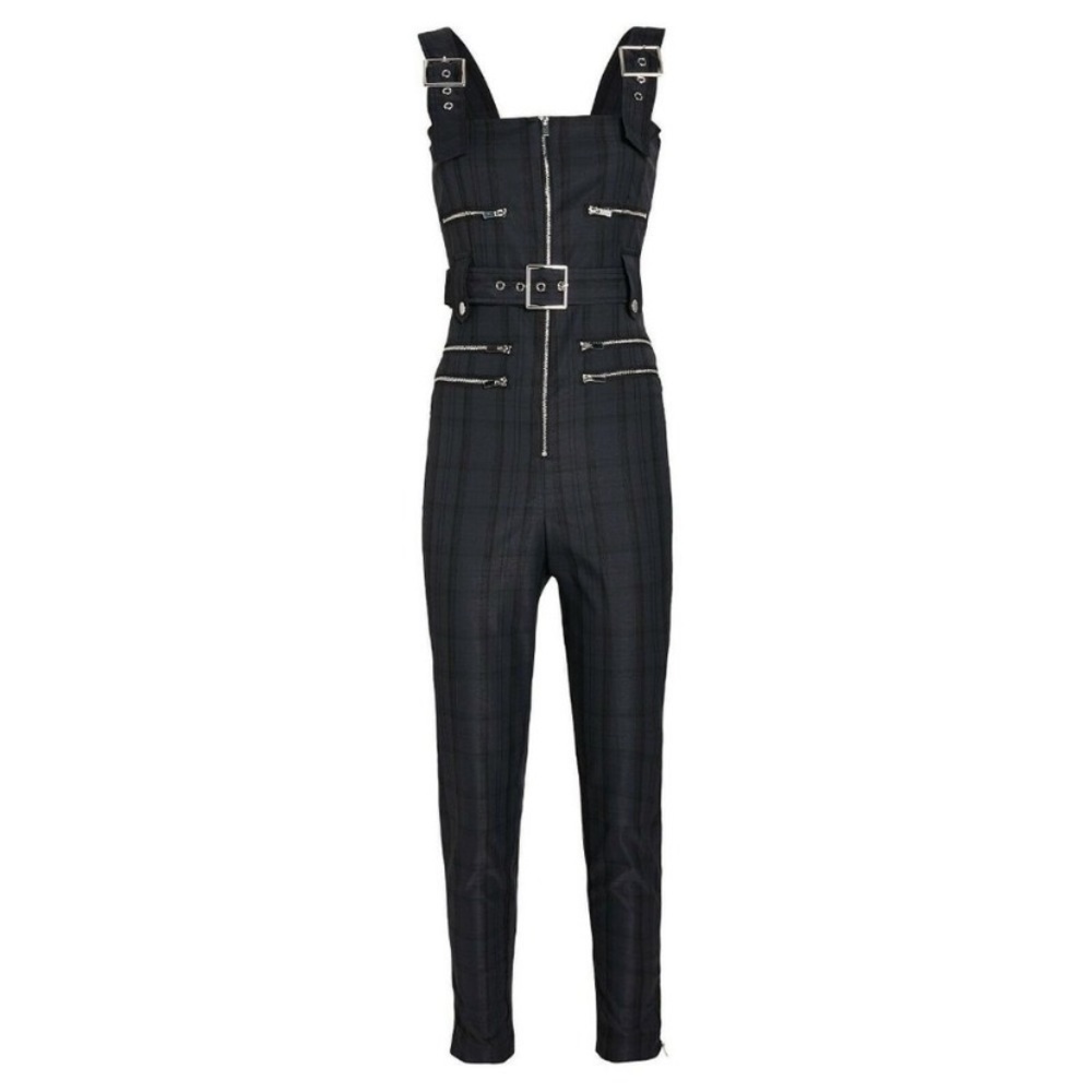 WeWoreWhat Navy Plaid Moro Overalls